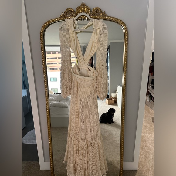 Patbo Fringe & Mesh Cutout Maxi Dress in Ivory - Picture 9 of 13